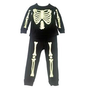 babyGap 100% Organic Cotton Glow-In-The-Dark Skeleton PJ Set Black 18-24M